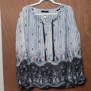STYLE&CO striped floral blouse.  Women's size large.